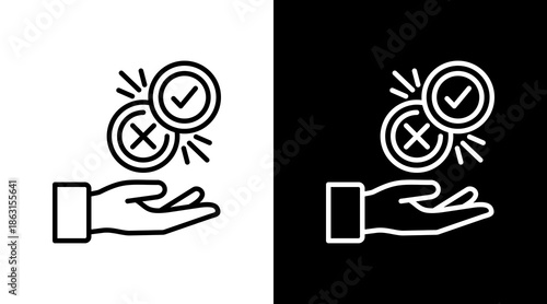 Decision White Icon Set Vector 