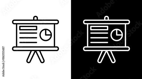 Presentation White Icon Set Vector 