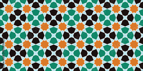 Moroccan Geometric Tile Pattern Seamless Islamic Mosaic Background