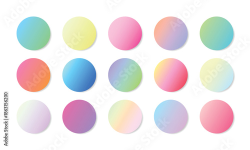 Circle gradient pallet color spheres flat set. Perfect for icon mark, or backgrounds, logos, web elements, modern designs.