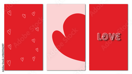 love themed instagram story set red hearts romantic minimal social media design