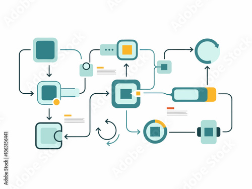 A flowchart illustrating the process of data processing and workflow management in a modern technological environment from a top-down viewpoint