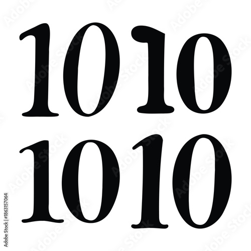 Binary 1010 sequence, digital data and computer programming