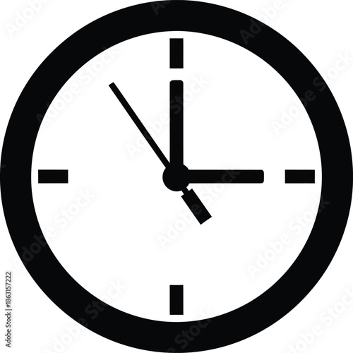 A black and white simple clock icon representing time management and scheduling concepts