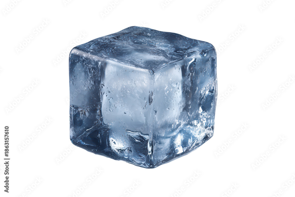 Obraz premium Ice cube placed on a plain white background