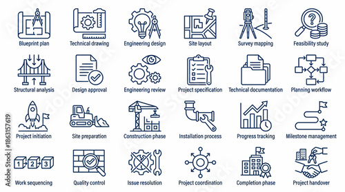 Collection of Business and Project Management Icons. EPS Editable