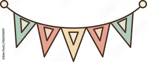 Pastel Triangle Pennant Banner Illustration