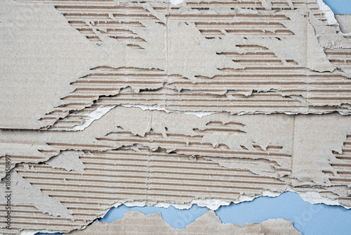 Torn Rip Corrugated Cardboard Paper Texture Effect Background.