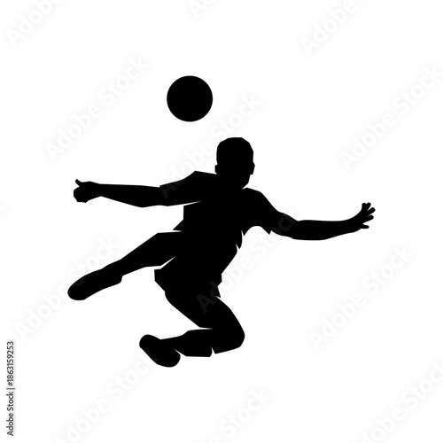Dynamic Soccer Player Heading Ball Silhouette