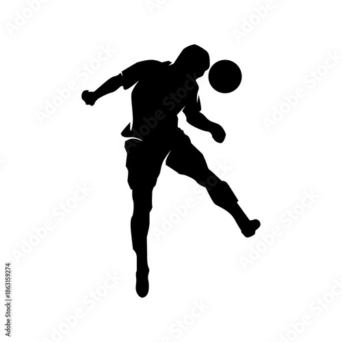 Dynamic Soccer Player Heading Ball Silhouette