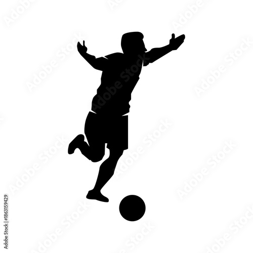 Dynamic Soccer Player Kicking Ball Silhouette