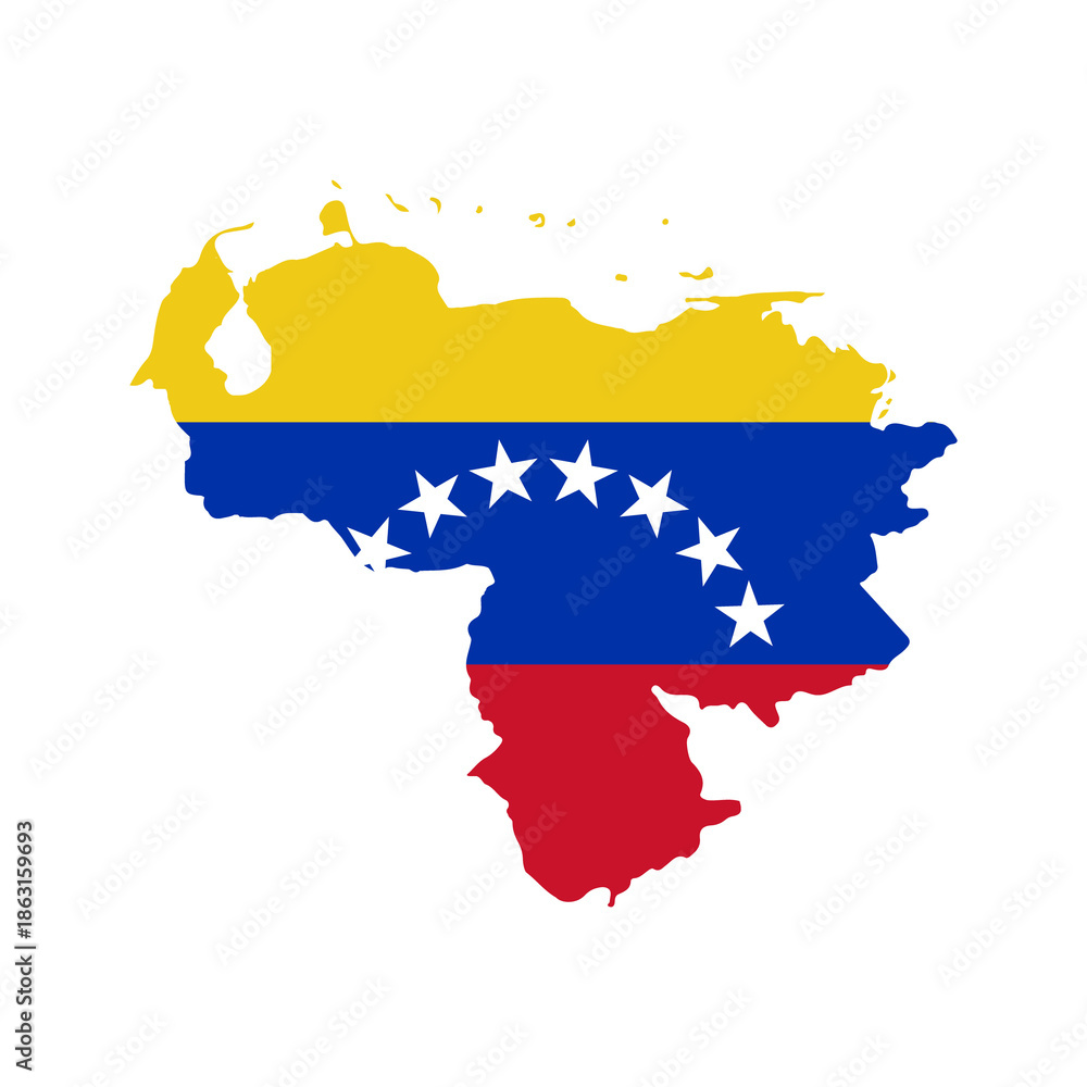 Fototapeta premium Map of VENEZUELA with Flag on Body Isolated on Transparent Background