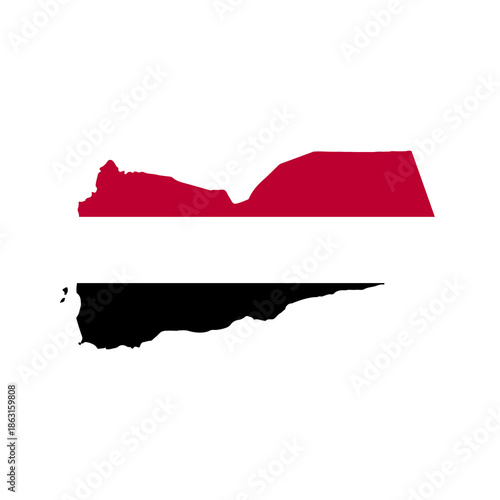 Map of YEMEN with Flag on Body Isolated on Transparent Background