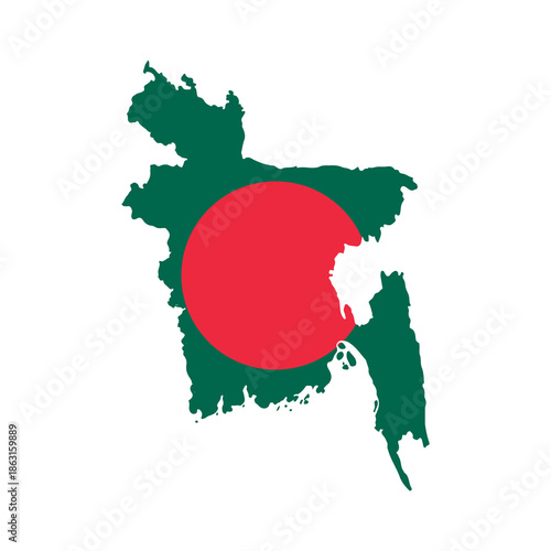 Map of BANGLADESH with Flag on Body Isolated on Transparent Background