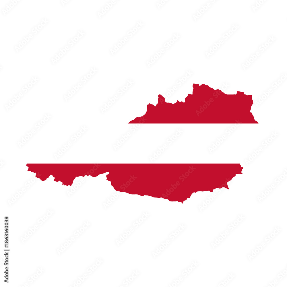Fototapeta premium Map of AUSTRIA with Flag on Body Isolated on Transparent Background