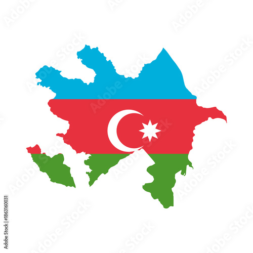 Map of AZERBAIJAN with Flag on Body Isolated on Transparent Background