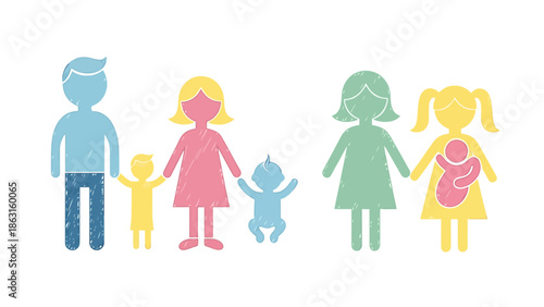 Diverse Family Structures Represented by Stylized Figures