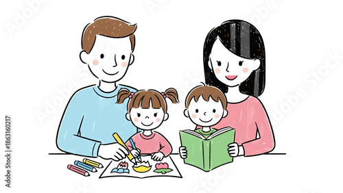 Happy Family Engaged in Creative Activities Together