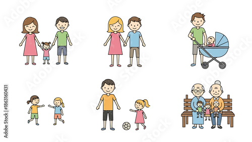 Diverse Family Representations Parents Children Grandparents and Babies in Various Groupings