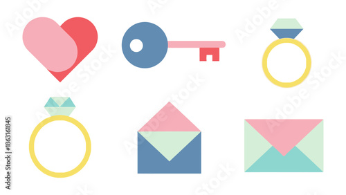 Love and Commitment Icons: A collection of charming, minimalist icons. Each one represents a unique symbol of love and commitment, perfect for conveying emotions and sentiments.