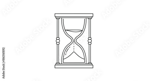 Classic hourglass icon with sand flowing through representing time management, deadlines, and the passage of time.