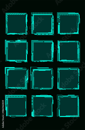 A set of futuristic interface elements. Interface frame design. Digital technologies for modern communication elements.