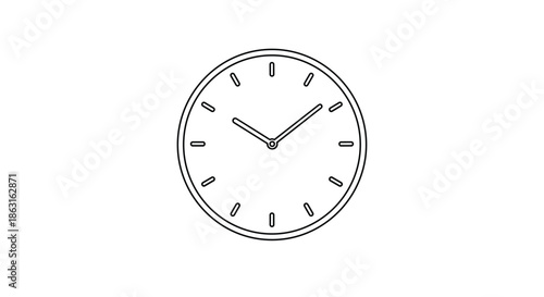 Simple black and white line drawing of an analog clock face showing ten minutes past ten.