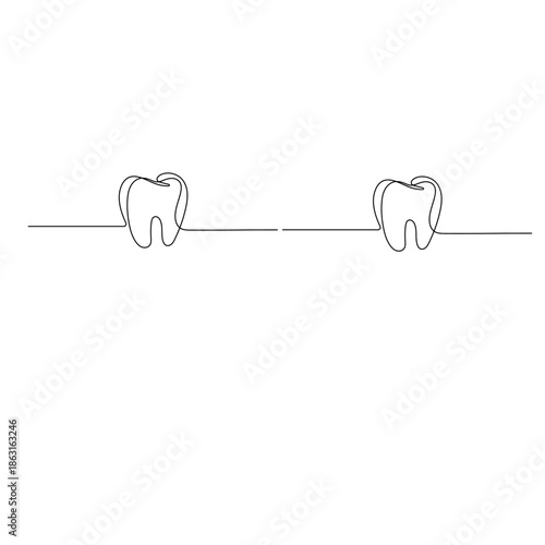 
Tooth one line drawing dental icon minimalist medical vector sketch

