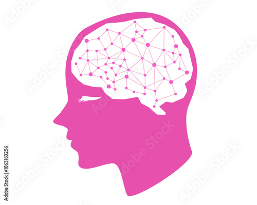 AIを表現した人間の横顔イラスト / Artificial Intelligence Human Profile Illustration