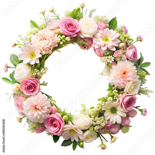 Wallpaper Mural Floral Wreath with Pink and White Flowers Torontodigital.ca