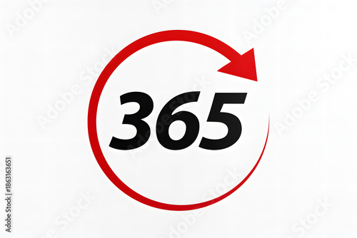 Year-round continuous service icon with 365 days represented by a circular arrow logo.