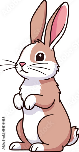 Cute Cartoon Rabbit Standing Upright Adorable Bunny Illustration for Easter Children s Books and Spring Themes