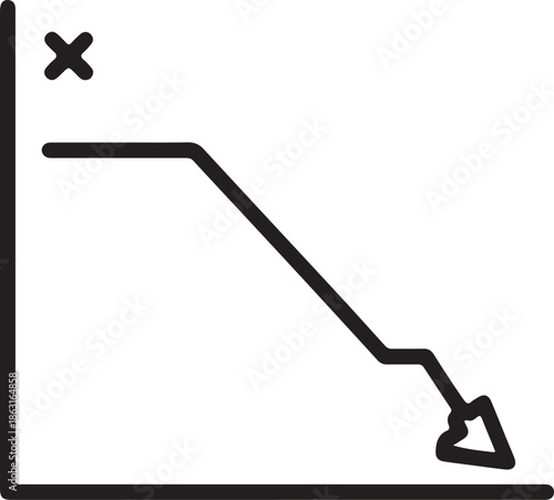 Minimalist downward trend graph loss icon representing economic decline and recession