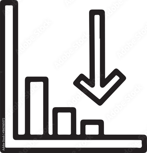Minimalist downward trend graph loss icon representing economic decline and recession