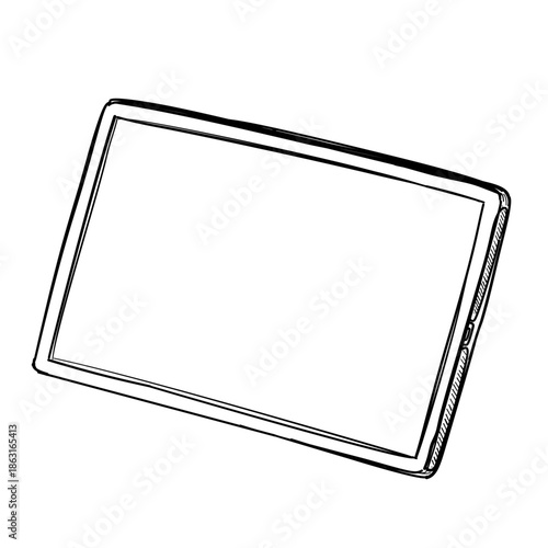 Tablet smartphone vector line art hand drawn illustration 