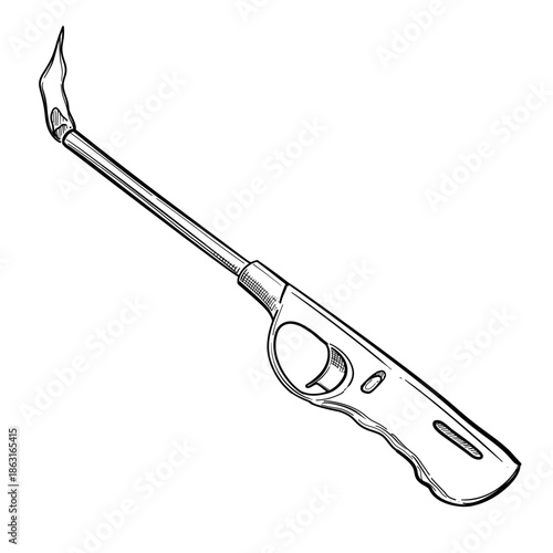 Gas lighter vector line art hand drawn illustration 