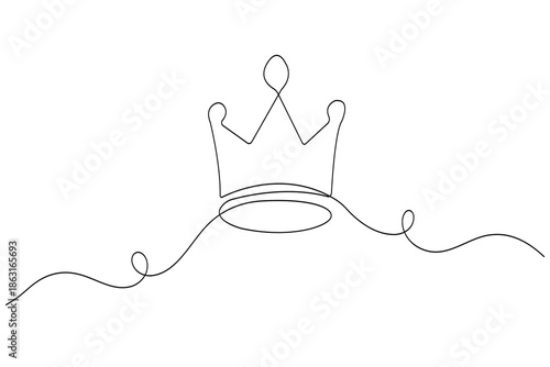 Crown luxury crown icon continuous one line art