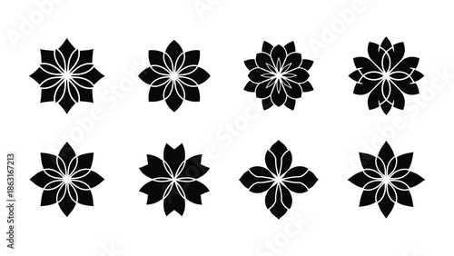 flower symbols and logos silhouette vector in Islamic style ornamental