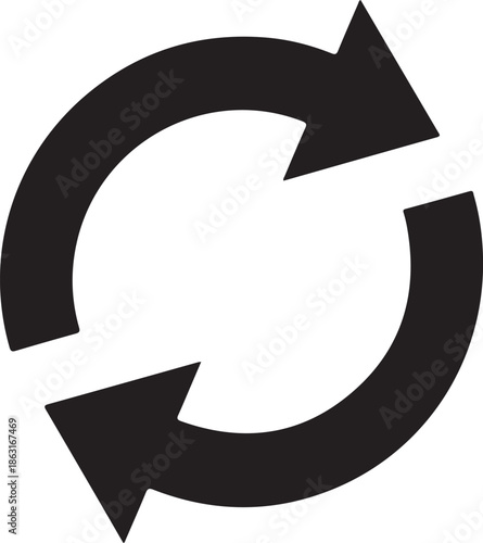 Black and white circular arrow symbolizing recycling and renewal