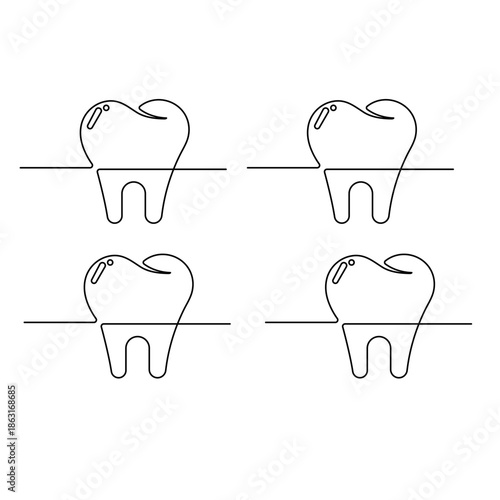 
Tooth one line drawing dental icon minimalist medical vector sketch
