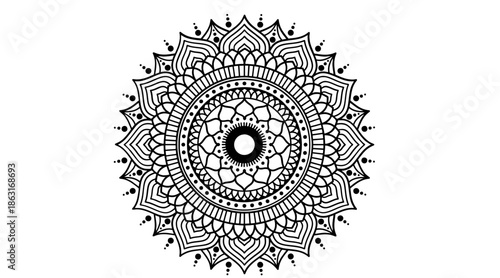 mandala round Ornament intricate black and white mandala vector for coloring book and meditation design