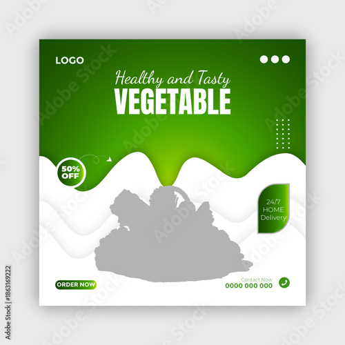 Vegetable and fruit grocery delivery social media  post 