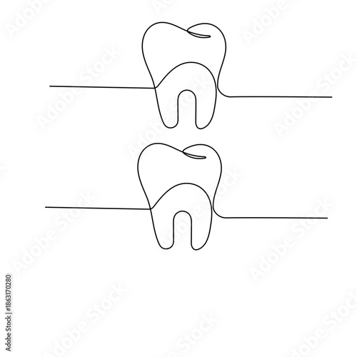 
Tooth one line drawing dental icon minimalist medical vector sketch
