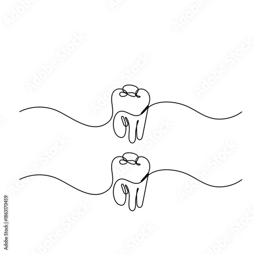 
Tooth one line drawing dental icon minimalist medical vector sketch
