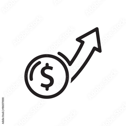 Savings icon and investment with dollar bill