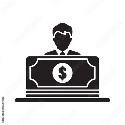 Savings icon and investment with dollar bill