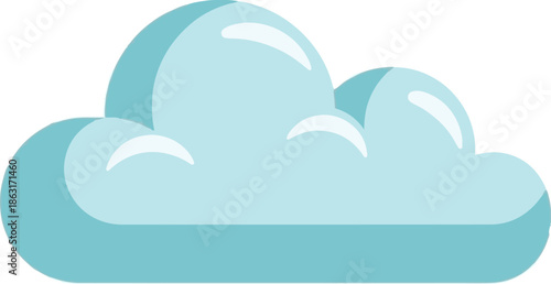 Stylized cartoon cloud with soft blue and teal hues and subtle highlights
