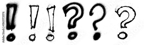 Question Mark And Exclamation Point Grunge Spray Paint Stroke Vector Set