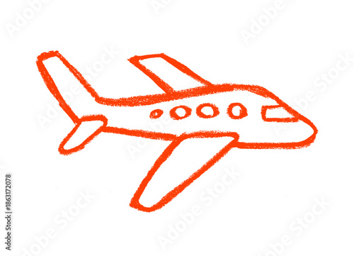 Airplane Jet Icon Crayon Chalk Drawing Vector