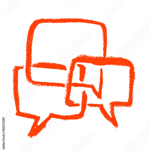 Multiple Speech Bubbles Icon Crayon Chalk Drawing Vector